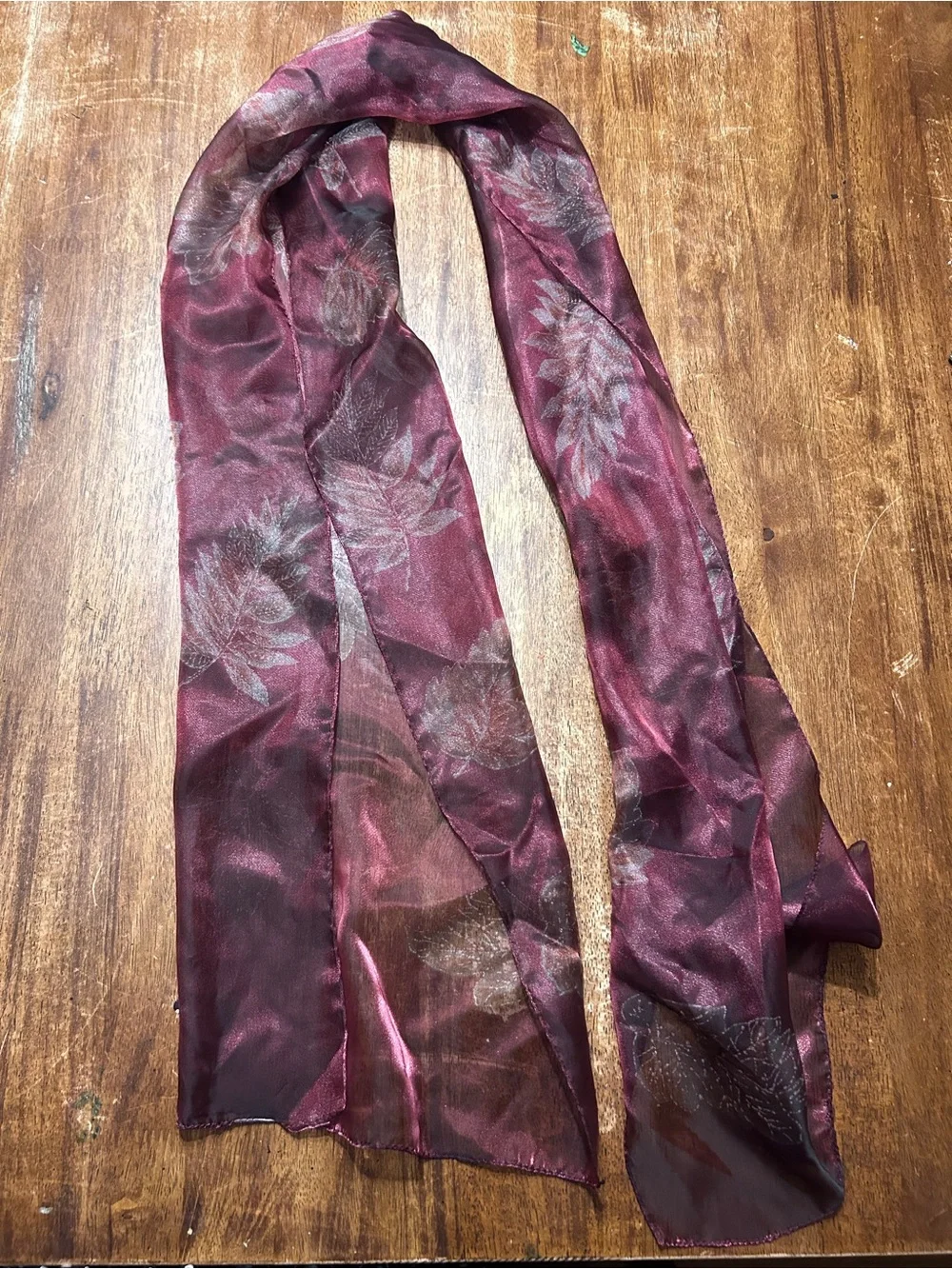 Elegant Whimsigoth Witchy Fairy Burgundy Fall Floral Silk Scarf